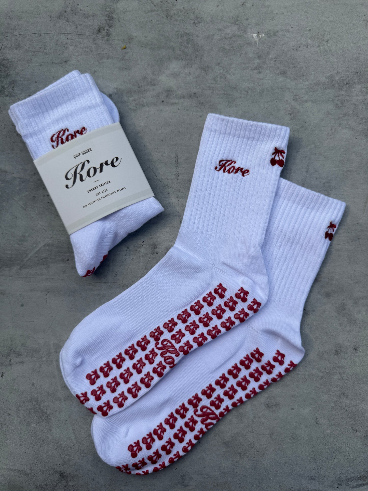 Pilates Grip Socks Cherry Edition